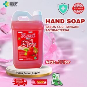 Hand Soap 5 Liter – Sabun Cuci Tangan Lembut & Wangi | Karel Jhon | Strawberry | Merah